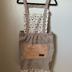 Floral Striped Apron with Pocket